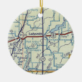 Ladysmith WI Map Keramisch Ornament (Voorkant)