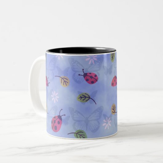 Ladyvogels en Butterflies Tweekleurige Koffiemok (Voorkant links)