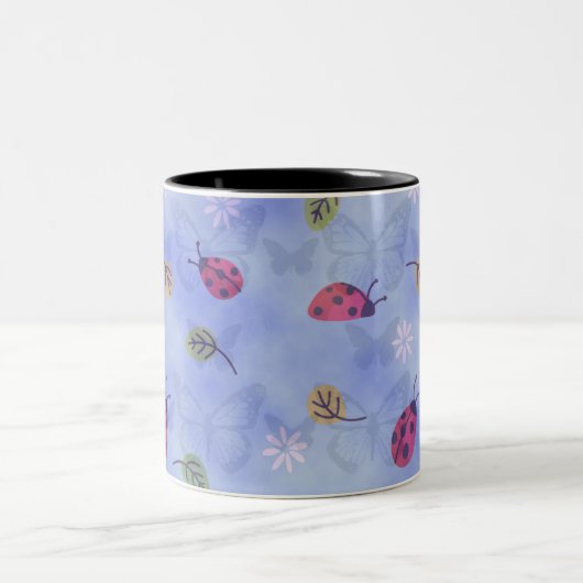 Ladyvogels en Butterflies Tweekleurige Koffiemok (Center)