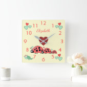 Ladyvogels en Caterpilaar met een naam kinderverzo Vierkante Klok (Huis)