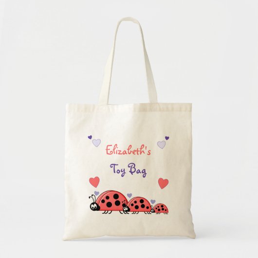 Ladyvogels gepersonaliseerd speelgoed tote bag (Voorkant)
