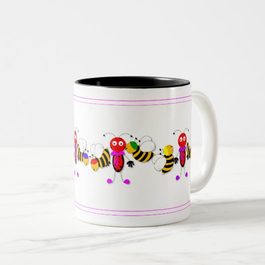 Ladyvogels Ladybugs en bijen Kute Mok Design (Voorkant rechts)