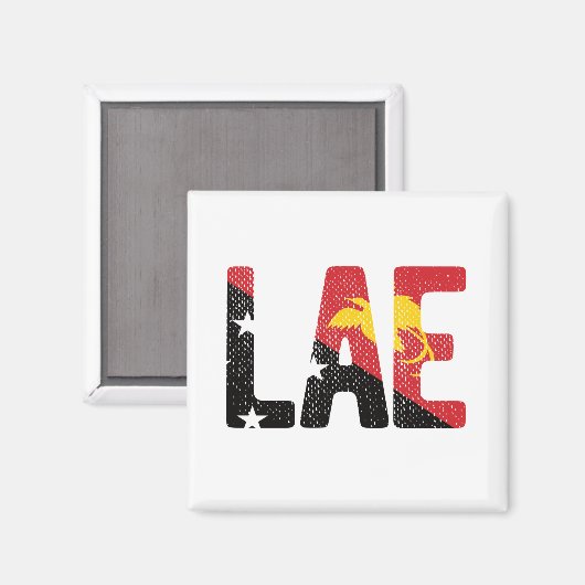 Lae met de vlag van Papoea-Nieuw-Guinea Magneet (Voorkant / Achterkant)