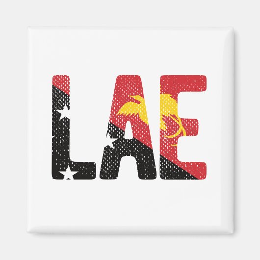 Lae met de vlag van Papoea-Nieuw-Guinea Magneet (Voorkant)