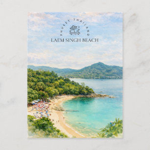 Laem Singh Beach Phuket Thailand   Watercolor Cade Feestdagenkaart