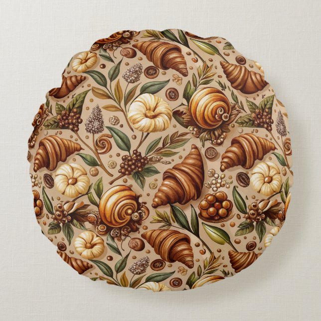 Lafaardige Croissants  Rond Kussen (Voorkant)