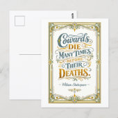 "Lafaards sterven vele malen" Shakespeare Briefkaart (Voorkant / Achterkant)