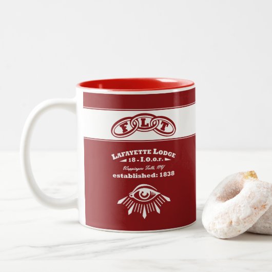 Lafayette Lodge Member Mug Tweekleurige Koffiemok (Met donut)