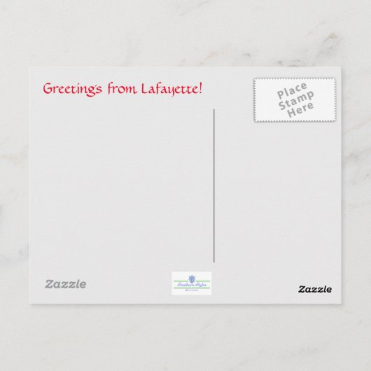 Lafayette, Louisiana Briefkaart (Achterkant)