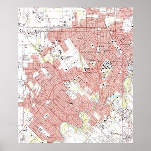 Lafayette Louisiana Map (1983) Poster (Voorkant)