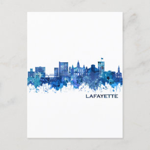 Lafayette Louisiana Skyline Blue Uitnodiging Briefkaart