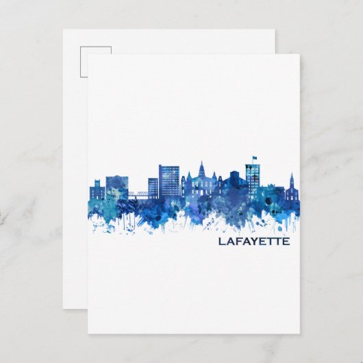 Lafayette Louisiana Skyline Blue Uitnodiging Briefkaart (Voorkant / Achterkant)