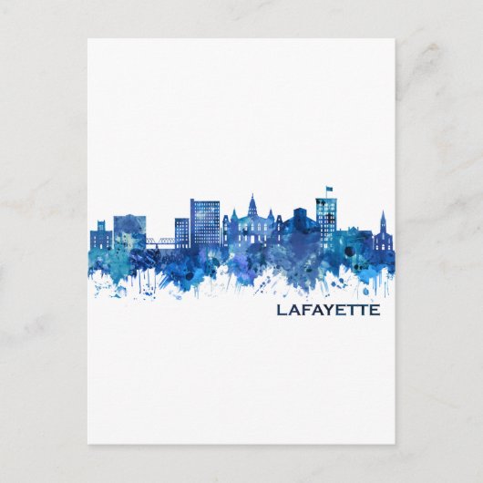 Lafayette Louisiana Skyline Blue Uitnodiging Briefkaart (Voorkant)