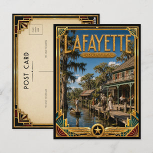 Lafayette Louisiana Vintage Art Deco Gouden Tijdpe Briefkaart