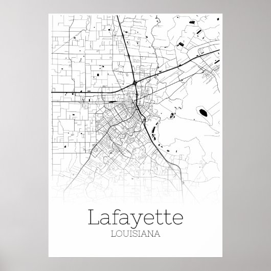 Lafayette Map - Louisiana - City Map Poster (Voorkant)