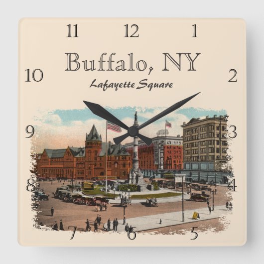 Lafayette Square  Buffalo Custom Square Wal Vierkante Klok (Voorkant)