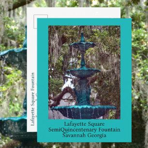 Lafayette Square Fountain Savannah GA Fotografisch Briefkaart