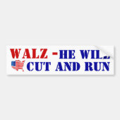 Laffe TIM WALZ knipt en leidt STEM USA! Vlag Bumpersticker (Voorkant)