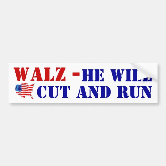 Laffe TIM WALZ knipt en leidt STEM USA! Vlag Bumpersticker (Voorkant)