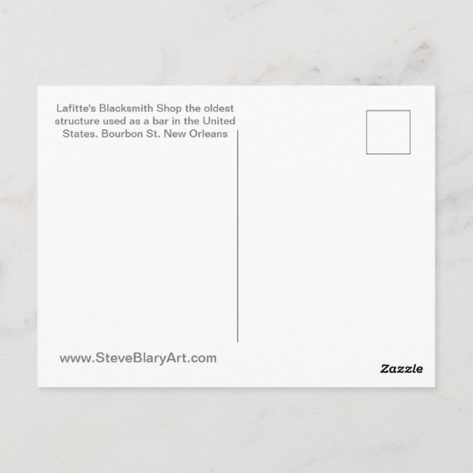 Lafitte's Blacksmith Shop Briefkaart (Achterkant)