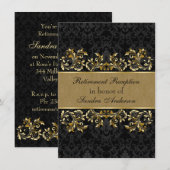 Lafy golden swirls, zwarte damasherder Retirement Kaart (Voorkant / Achterkant)