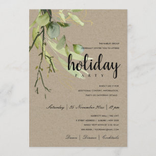 LAFY GREEN KRAFT FOLIAGE CORPORATE HOLIDAY PARTY KAART