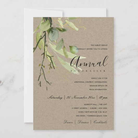 LAFY GREEN KRAFT FOLIAGE CORPORATE PARTY EVENT KAART (Voorkant)