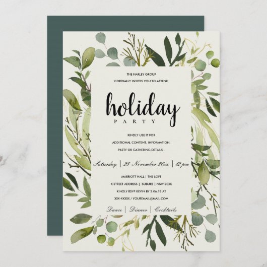 LAFY LIJST GREEN GOLD CORPORATE HOLIDAY PARTY KAART (Voorkant / Achterkant)