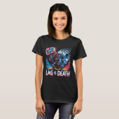 Lag is Death Funny Gamer T-shirt Cyberpunk Minotau (Voorkant volledig)