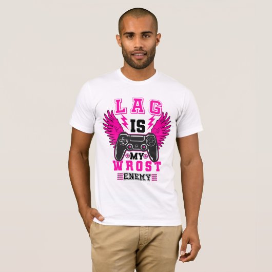 "Lag is my worst enemy" - Gamer graphic T-shirt (Voorkant volledig)