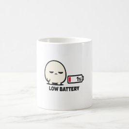 Lage Batterij 1% - Schattig Vermoeid Karakter Mini Koffiemok