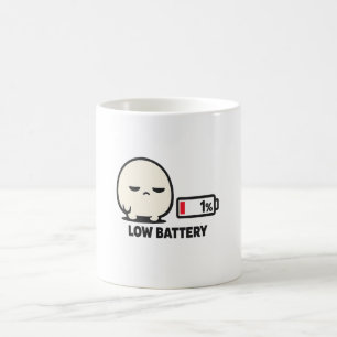 Lage Batterij 1% - Schattig Vermoeid Karakter Mini Koffiemok
