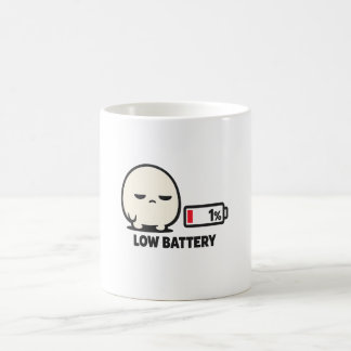 Lage Batterij 1% - Schattig Vermoeid Karakter Mini Koffiemok