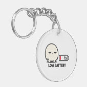 Lage Batterij 1% - Schattig Vermoeid Karakter Mini Sleutelhanger (Voorkant Links)