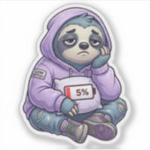 Lage Batterij Luiaard Cute Burn-out Stemming Stick Sticker (Voorkant)
