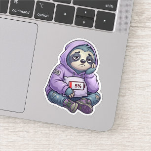Lage Batterij Luiaard Cute Burn-out Stemming Stick Sticker