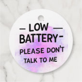 Lage batterij praat alsjeblieft niet met me - grap bedankjes labels (Achterkant)