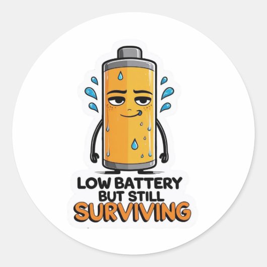 Lage batterij ronde sticker (Voorkant)