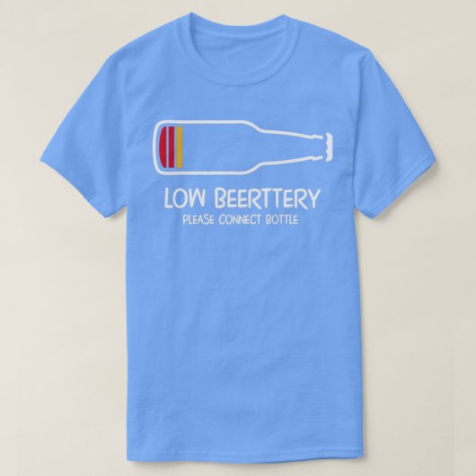 Lage beertterij sluit de lage accu van de fles aan t-shirt (Design voorkant)