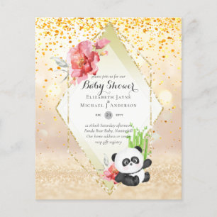 LAGE BEGROTING Panda Beer BABY SHOWER Uitnodigen Flyer