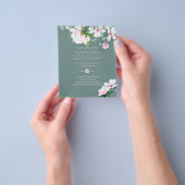 LAGE BEGROTING Roze Magnolias Sage Eucalyptus Wedd Flyer (Hand)