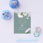 LAGE BEGROTING Roze Magnolias Sage Eucalyptus Wedd Flyer (Enkel)