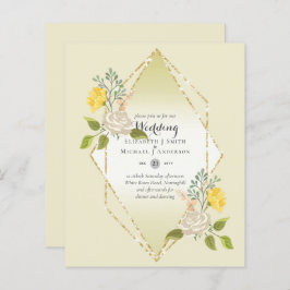 LAGE BEGROTING White Rose Yellow Flower Weduwen In