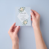 LAGE BEGROTING Witte rozen BESPAAR DE DATA Moderne Flyer (Hand)