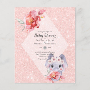 LAGE BUDGET Elephant BABY GIRL SHOWER invullen