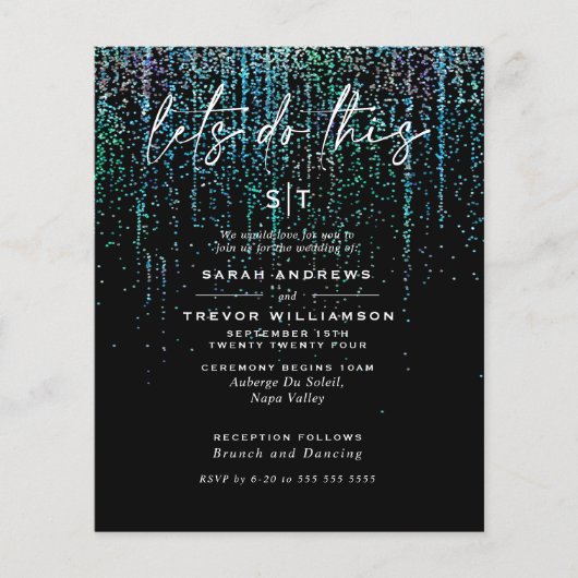 Lage budgetbruiloft Edgy Blauwgroen Glitter Garlan (Voorkant)