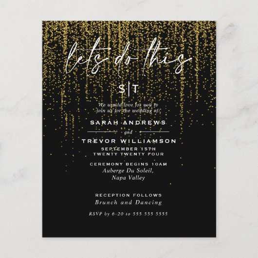 Lage budgetbruiloft Edgy Gold Glitter Garland (Voorkant)