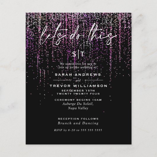 Lage budgetbruiloft Edgy Magenta Glitter Garland (Voorkant)