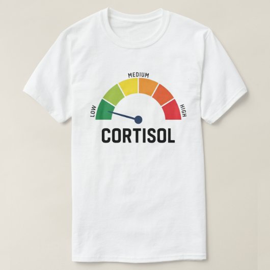 Lage Cortisol-meter – Grappige Stressniveau-meter T-shirt (Design voorkant)
