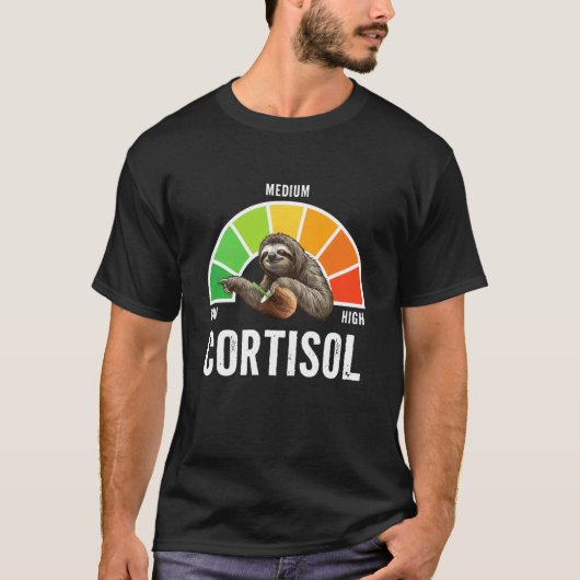 Lage cortisolspiegels v Meme Stress Meter Ontspann T-shirt (Voorkant)